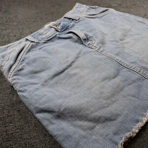 GAP Jeans Womens Light Wash Denim Mini Skirt Raw Hem Size 12 Casual Blue